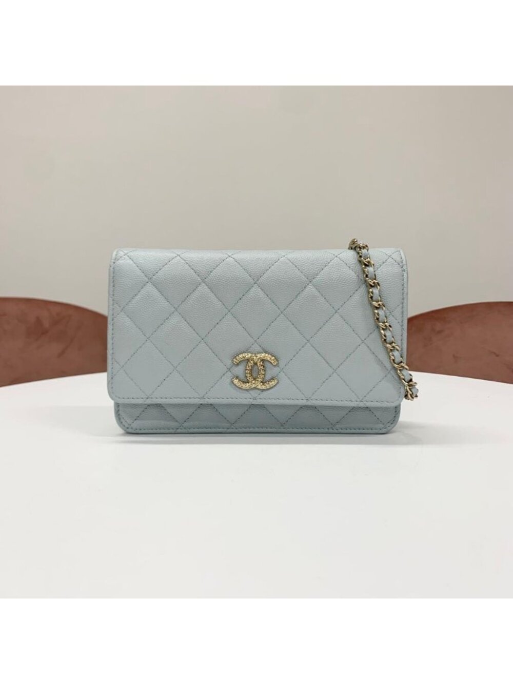 Chanel CC Logo Quilted Chain Wallet Shoulder